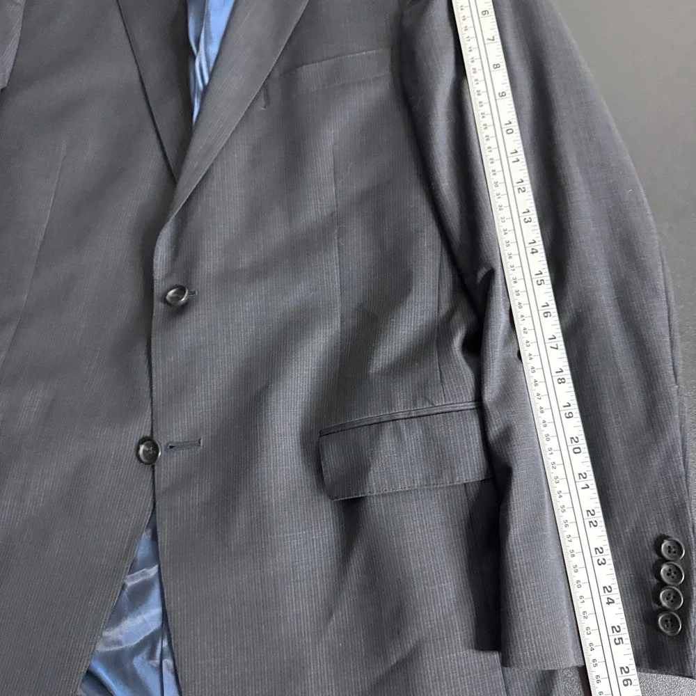 Hart Schaffner Marx Mens 42L 34W Charcoal Pinstripe‎ USA Made